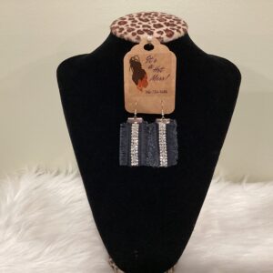 Silver and black Rhinestones Earrings