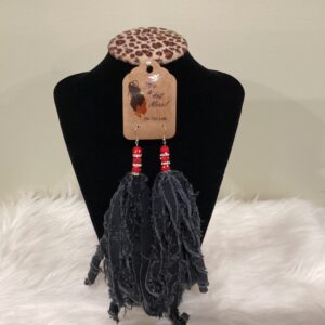 Earrings black and Red tassel Earrings