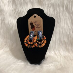 Denim studded African print hoops Earrings