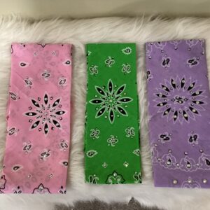Bandannas, pink, green and purple